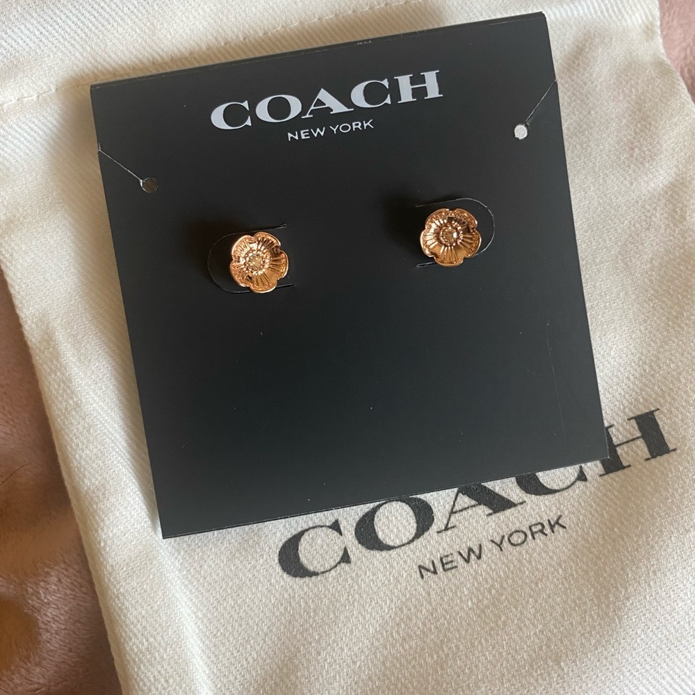 Coach floral earrings, rose gold